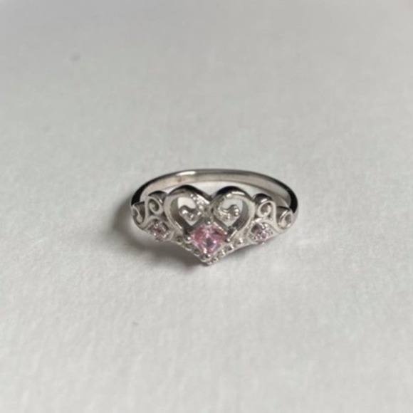 Size 6 Sterling Silver Pink Accents Princess 925 Ring - Picture 3 of 9
